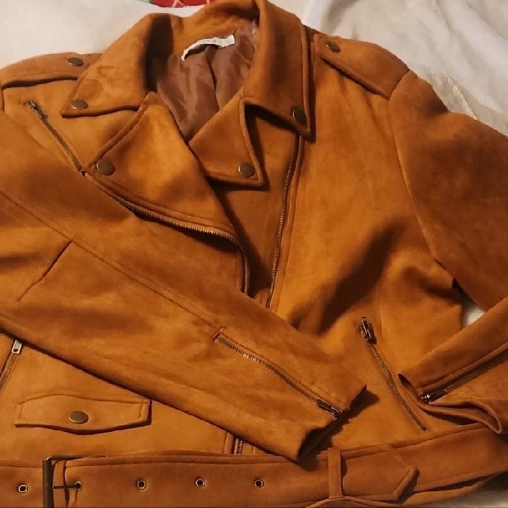 Vegan Suede Motorcycle Style Jacket